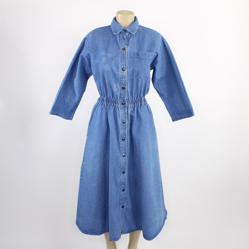 Vintage Dreams button up long sleeve denim dress